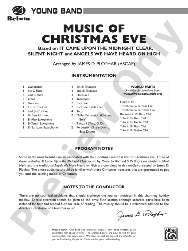 Music of Christmas Eve (Based on "It Came Upon the Midnight Clear," "Silent Night," and "Angels We Have Heard on High")