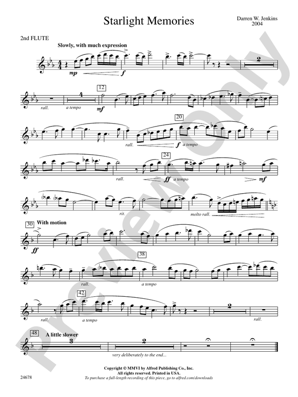 Starlight Memories: 2nd Flute: 2nd Flute Part - Digital Sheet Music ...