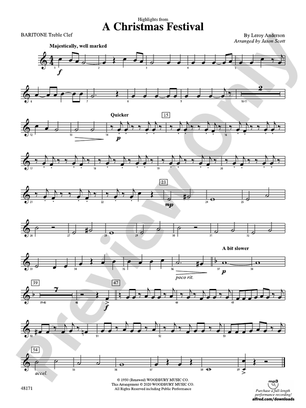 A Christmas Festival Baritone T.C. Baritone T.C. Part Digital Sheet