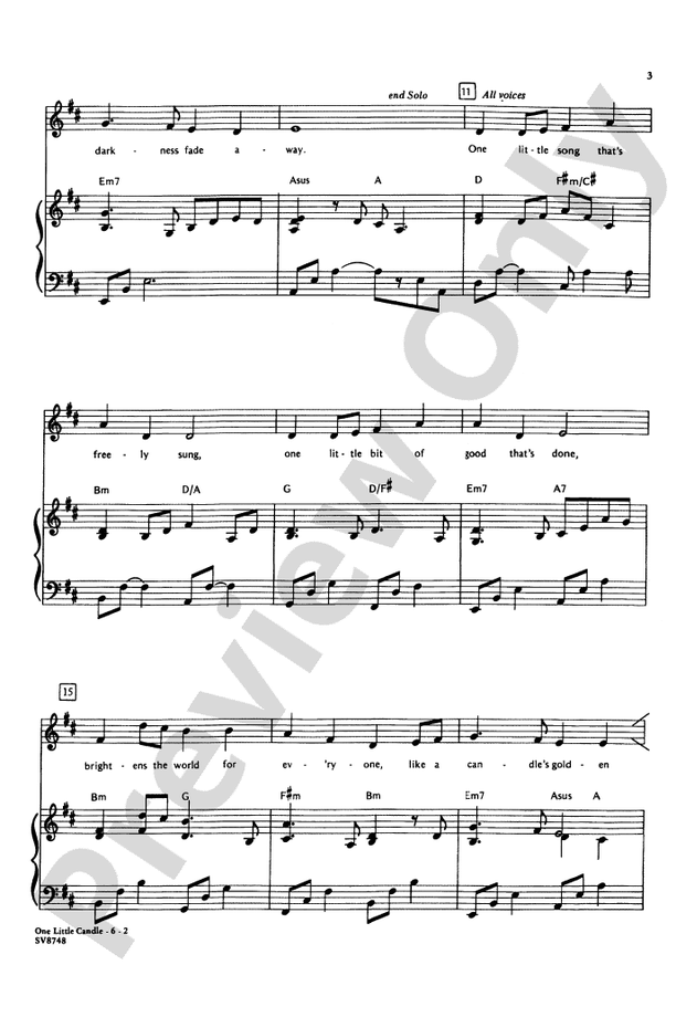 One Little Candle: 2-Part Choral Octavo: Audrey Snyder - Digital Sheet ...