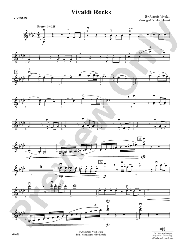 Vivaldi Rocks 1st Violin 1st Violin Part Digital Sheet Music Download 8295