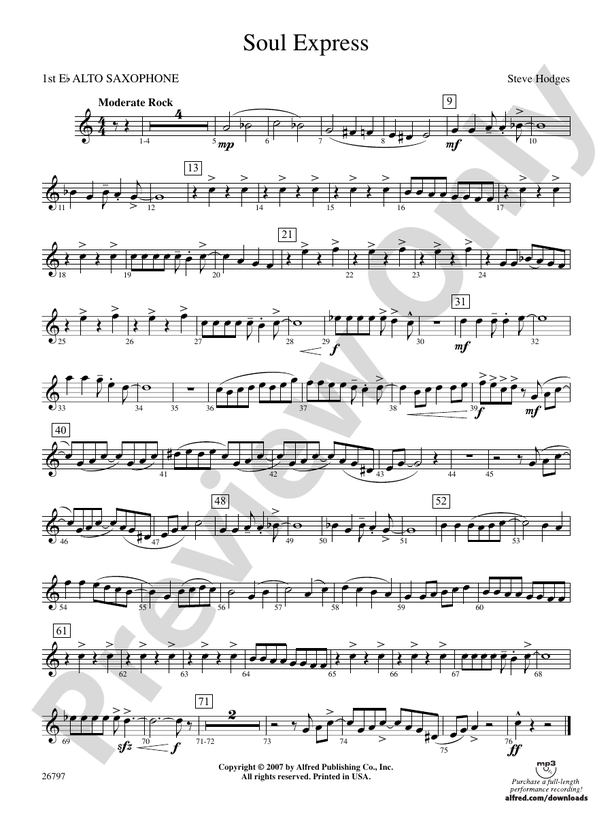 Soul Express: E-flat Alto Saxophone: E-flat Alto Saxophone Part - Digital  Sheet Music Download