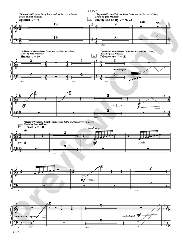 The Complete Harry Potter Harp Harp Part Digital Sheet Music Download
