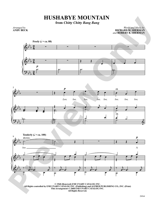 Hushabye Mountain Chitty Chitty Bang Bang Lyrics Hushabye Mountain (From "Chitty Chitty Bang Bang"): Voice: Richad M