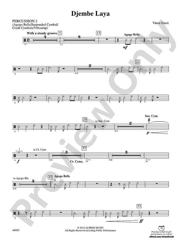 Djembe Laya 2nd Percussion 2nd Percussion Part Digital Sheet Music