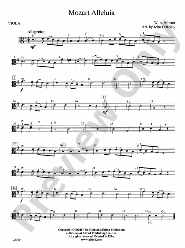 Mozart Alleluia: Viola