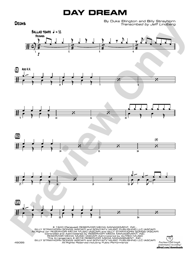 Day Dream Drums Drums Part Digital Sheet Music Download
