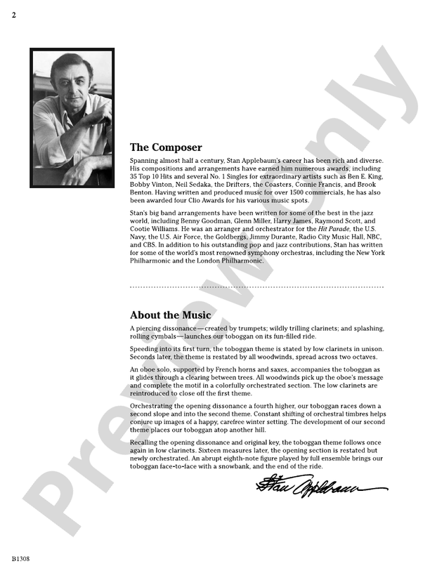 Toboggan Ride Score Stan Applebaum Digital Sheet Music Download