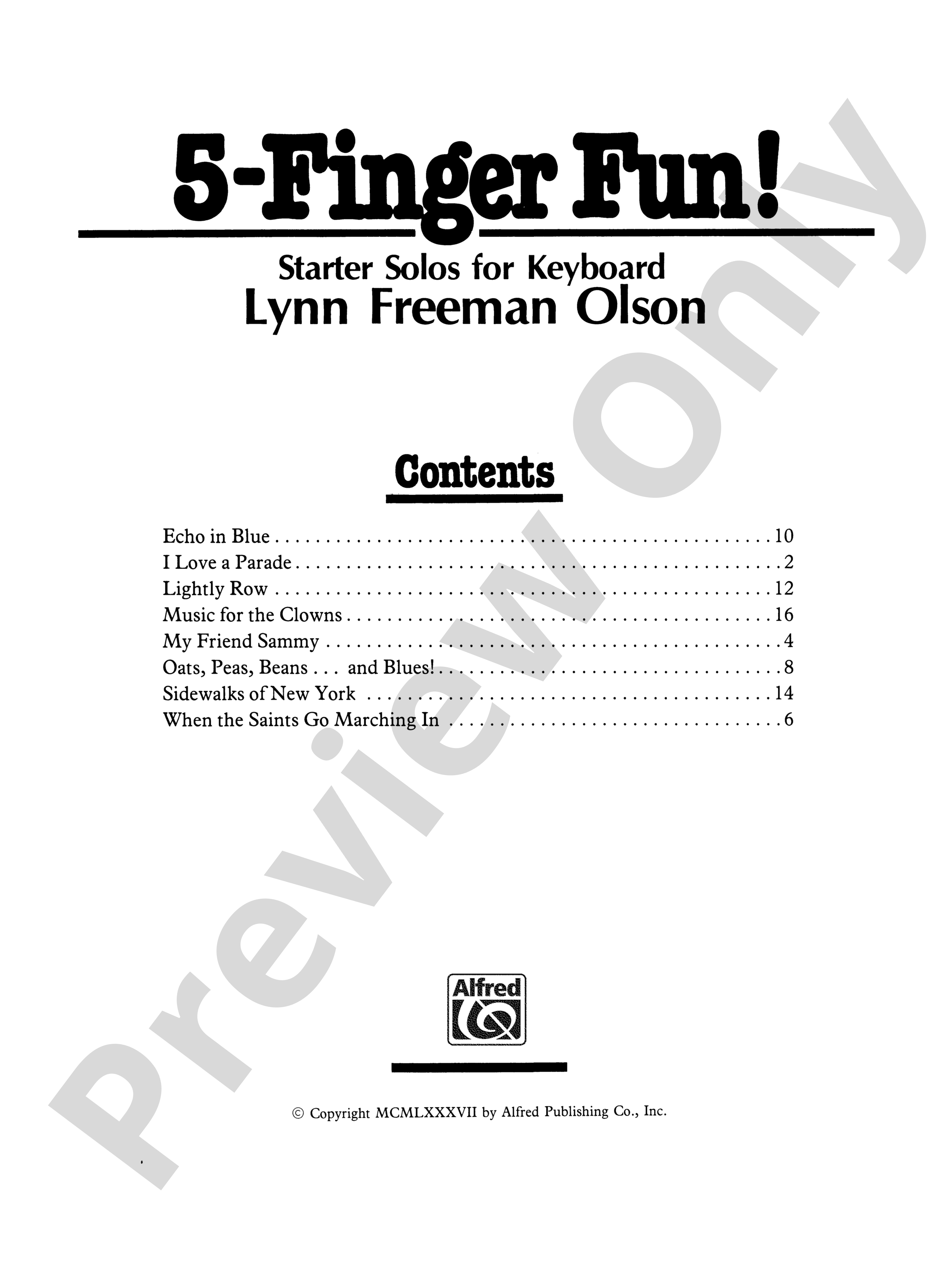 Five Finger Fun Piano Lynn Freeman Olson Digital Sheet Music Download