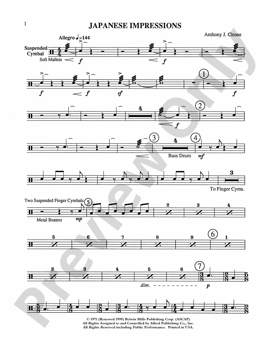 Japanese Impressions Cymbals Cymbals Part Digital Sheet Music Download