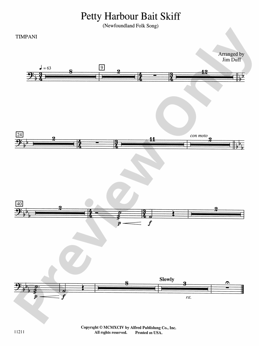 Petty Harbour Bait Skiff Timpani Timpani Part Digital Sheet Music