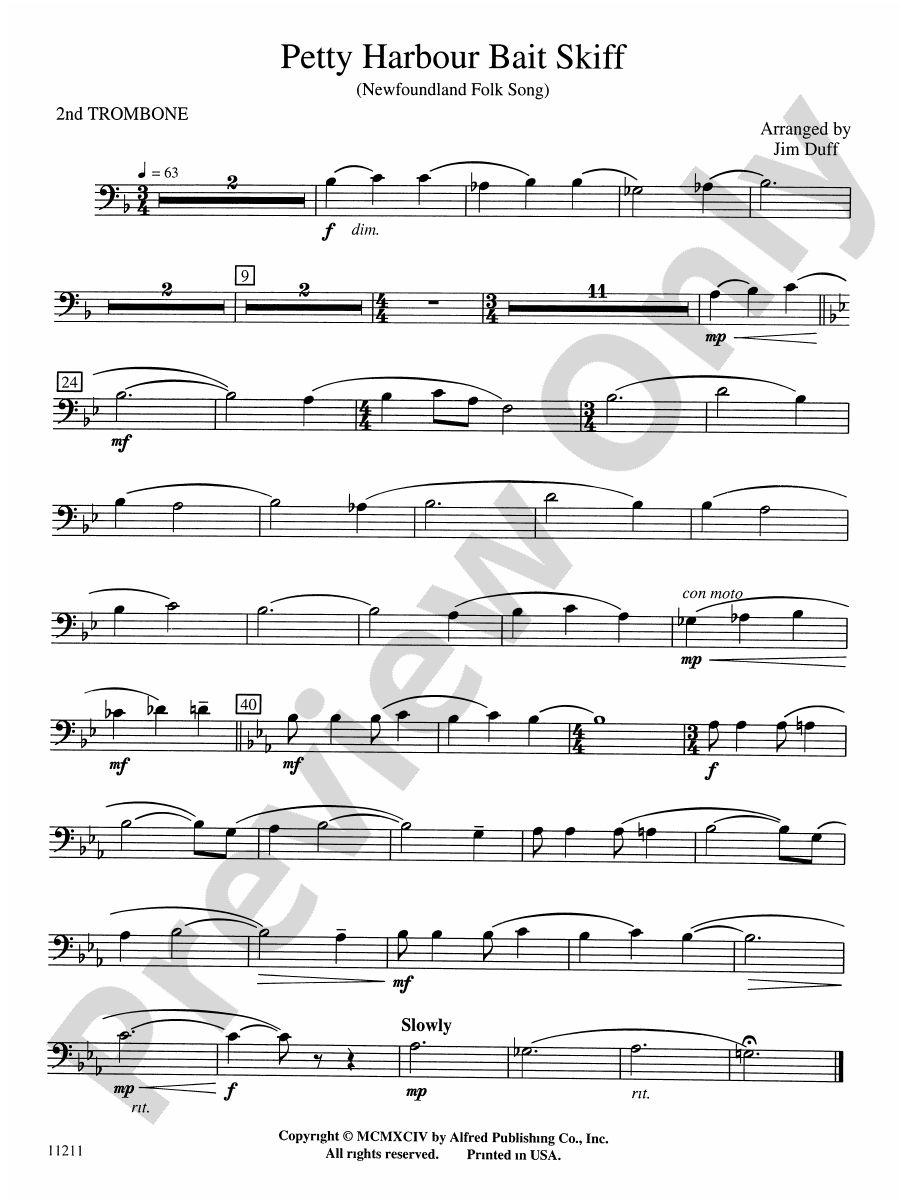 Petty Harbour Bait Skiff 2nd Trombone 2nd Trombone Part Digital