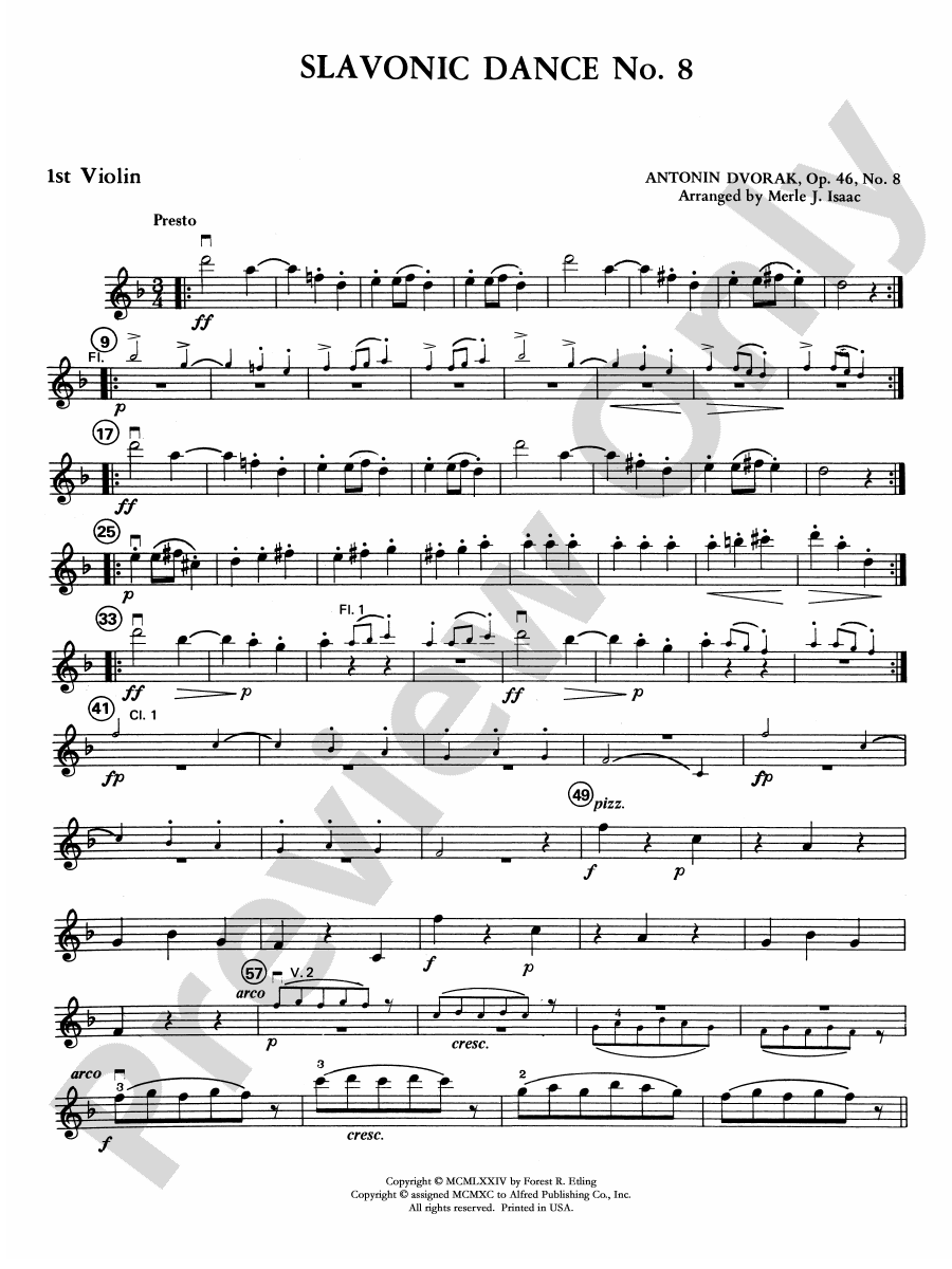 Slavonic Dance No. 8: 1st Violin: 1st Violin Part - Digital Sheet Music ...