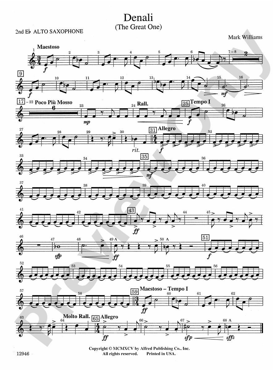 Denali (The Great One) 2nd Eflat Alto Saxophone 2nd Eflat Alto