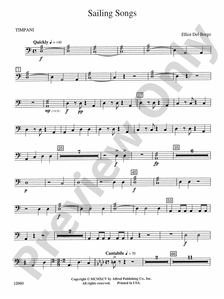 Sailing Songs Timpani Timpani Part Digital Sheet Music Download