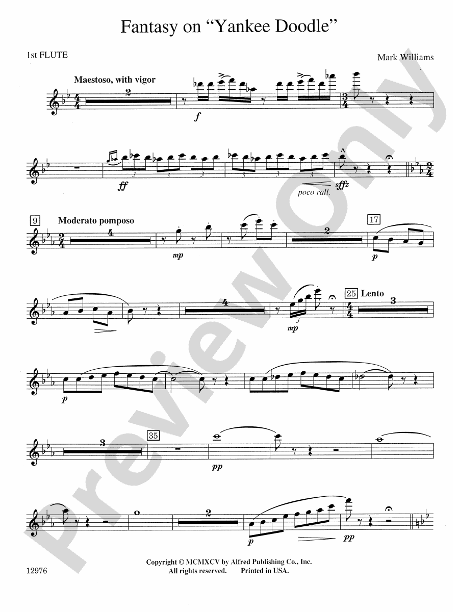 Fantasy on "Yankee Doodle" Flute Flute Part Digital Sheet Music