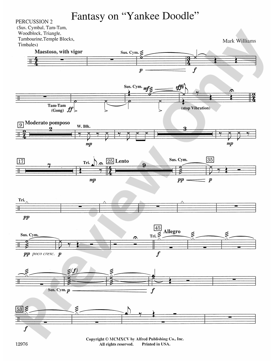 Fantasy on "Yankee Doodle" 2nd Percussion 2nd Percussion Part Digital Sheet Music Download