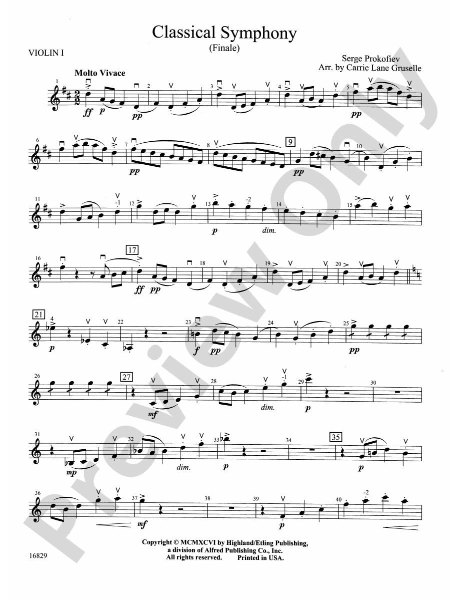 Classical Symphony 1st Violin 1st Violin Part Digital Sheet Music Download 7783