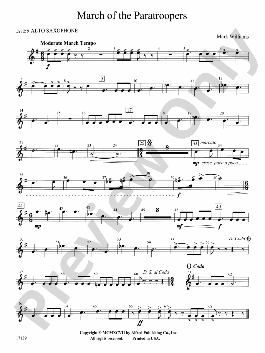 March of the Paratroopers Eflat Alto Saxophone Eflat Alto Saxophone