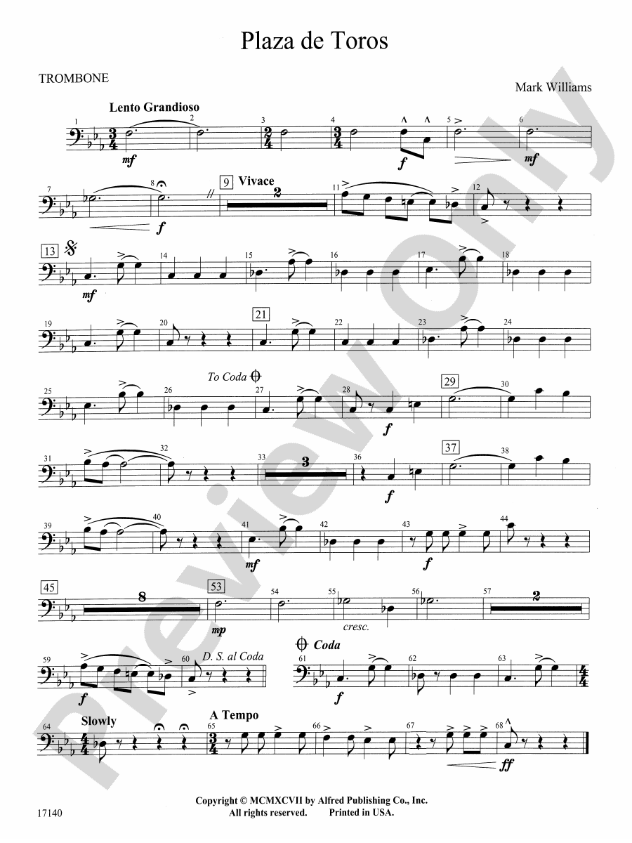 Plaza de Toros: 1st Trombone: 1st Trombone Part - Digital Sheet Music ...