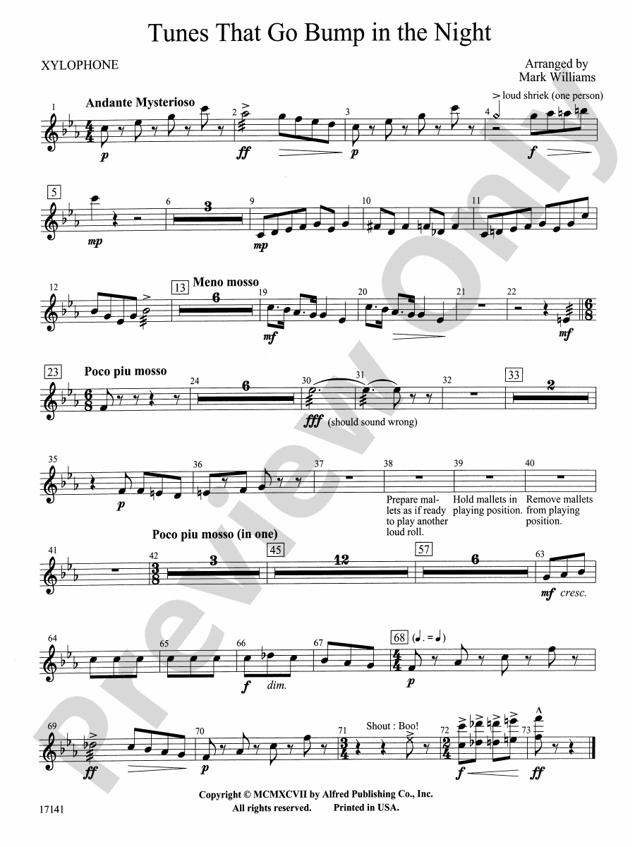 Tunes That Go Bump in the Night Xylophone Xylophone Part Digital