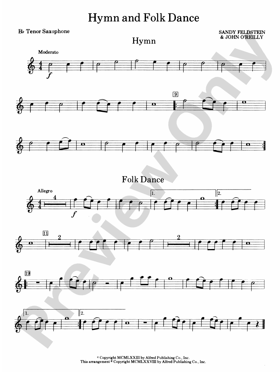 Hymn and Folk Dance Bflat Tenor Saxophone Bflat Tenor Saxophone