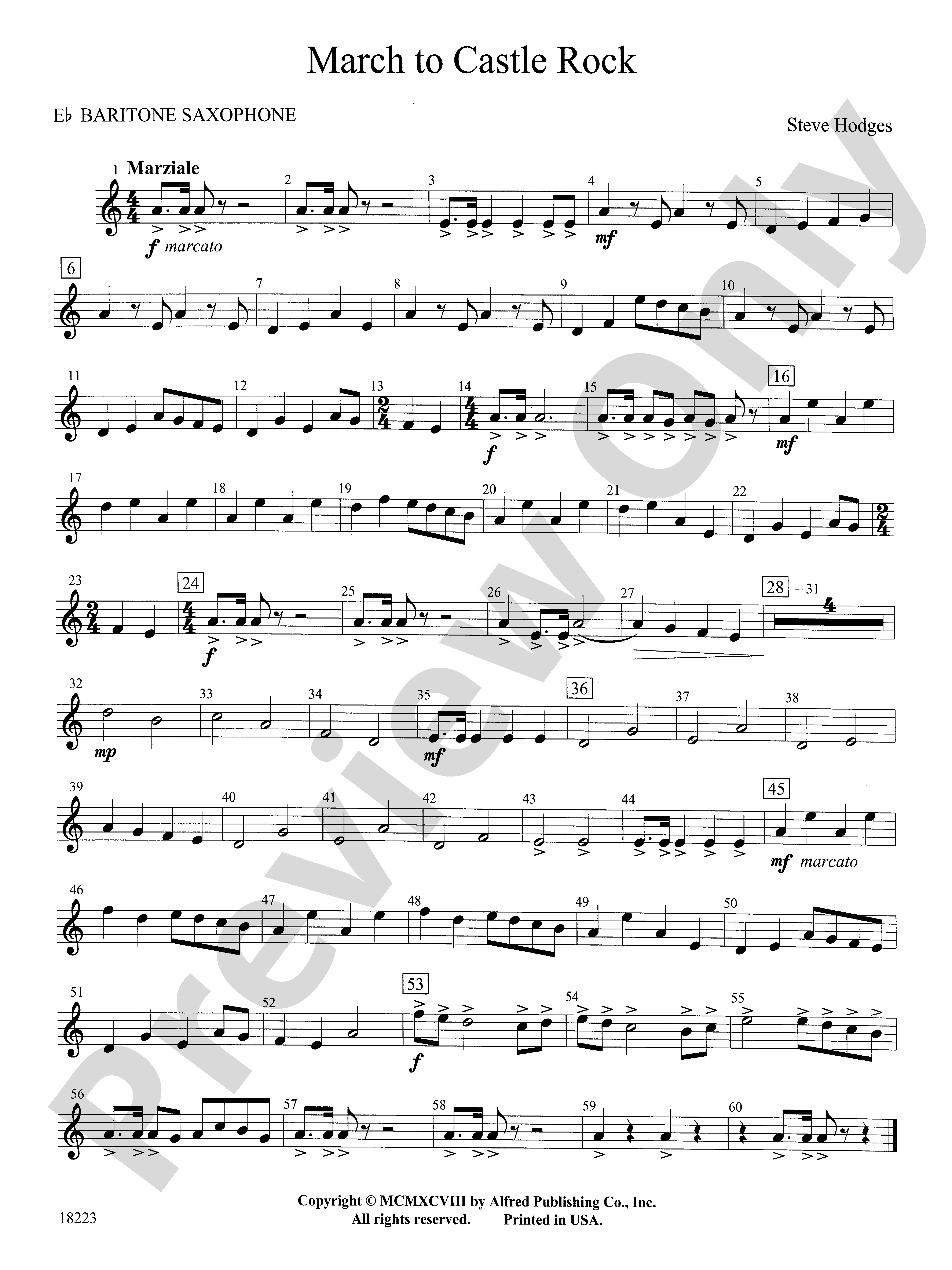 March To Castle Rock E Flat Baritone Saxophone E Flat Baritone Saxophone Part Digital Sheet