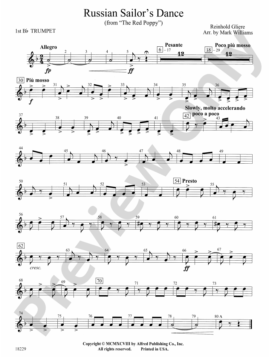 Russian Sailor's Dance (from "The Red Poppy"): 1st B-flat Trumpet: 1st B-flat Trumpet Part ...