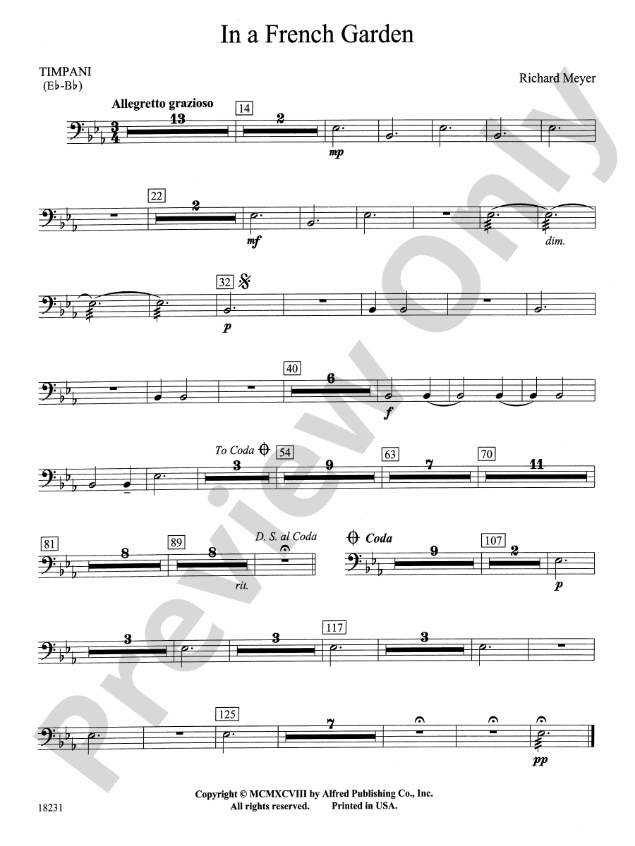 In a French Garden Timpani Timpani Part Digital Sheet Music Download
