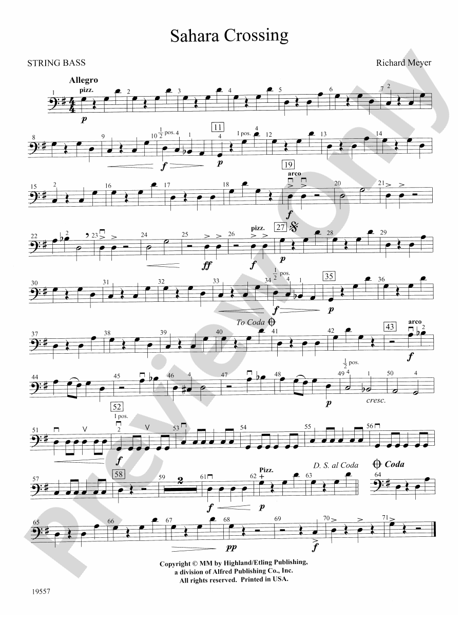 Sahara Crossing String Bass String Bass Part Digital Sheet Music