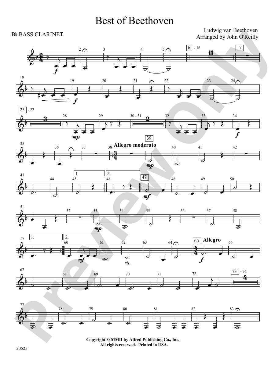 Best of Beethoven Bflat Bass Bflat Bass Part