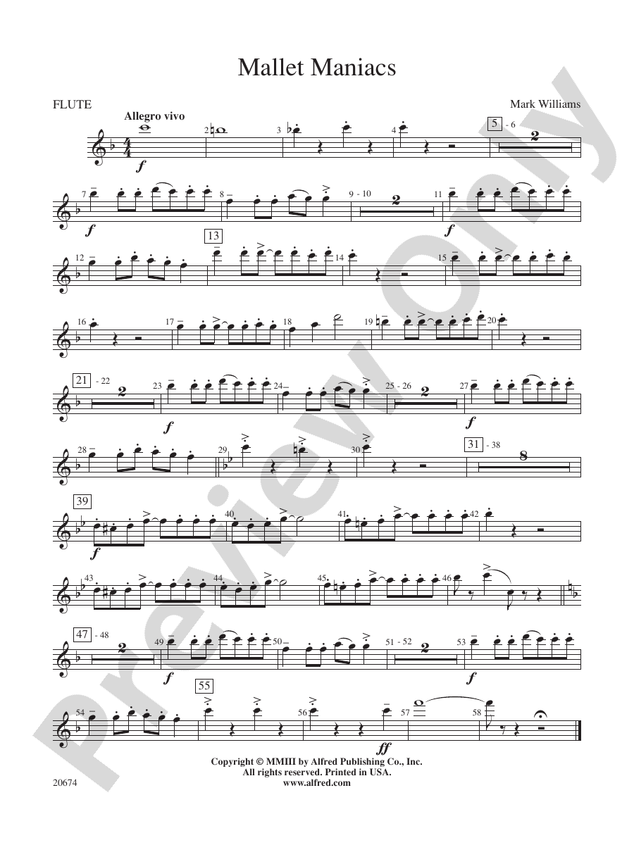 Mallet Maniacs Flute Flute Part Digital Sheet Music Download
