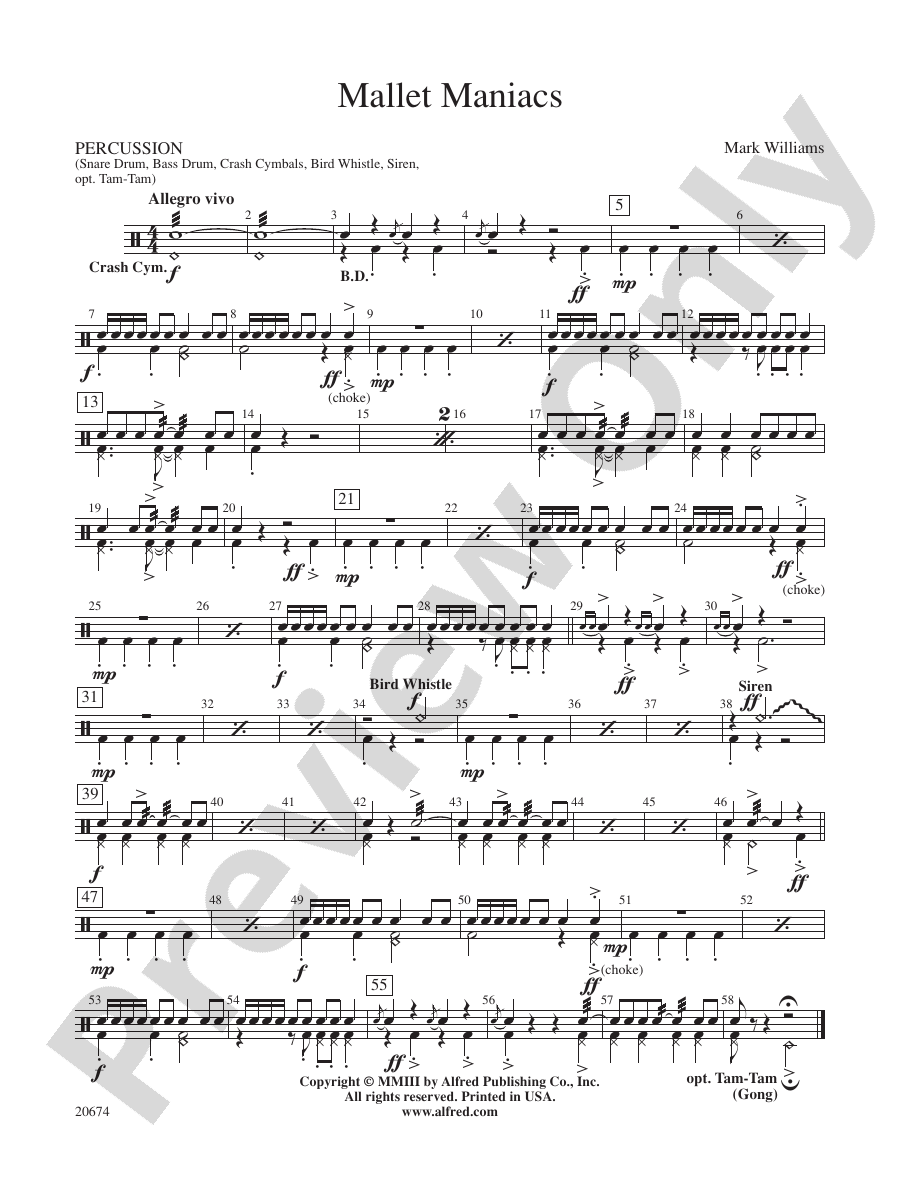 Mallet Maniacs 1st Percussion 1st Percussion Part Digital Sheet