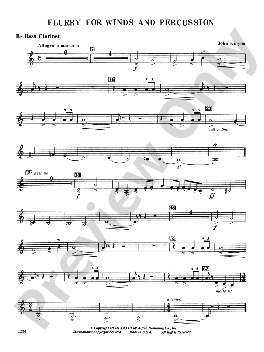 Flurry for Winds and Percussion Bflat Bass Bflat Bass