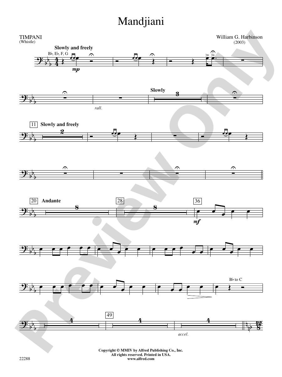 Mandjiani Timpani Timpani Part Digital Sheet Music Download