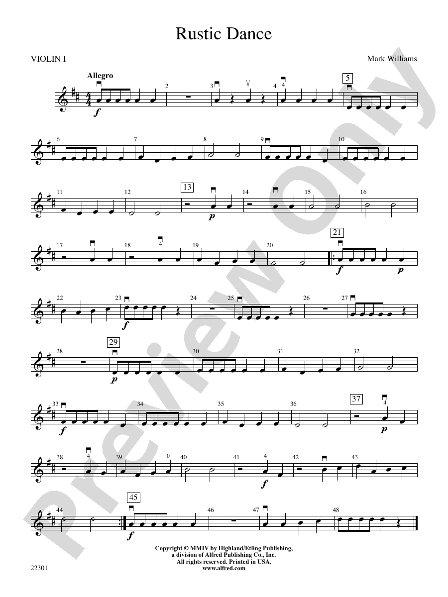 Rustic Dance 1st Violin 1st Violin Part Digital Sheet Music Download 8116