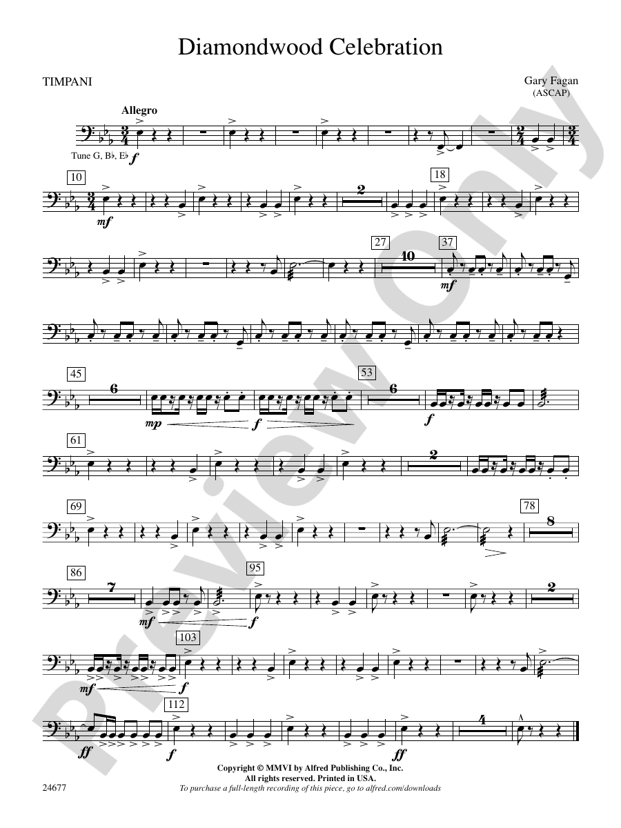 Diamondwood Celebration Timpani Timpani Part Digital Sheet Music