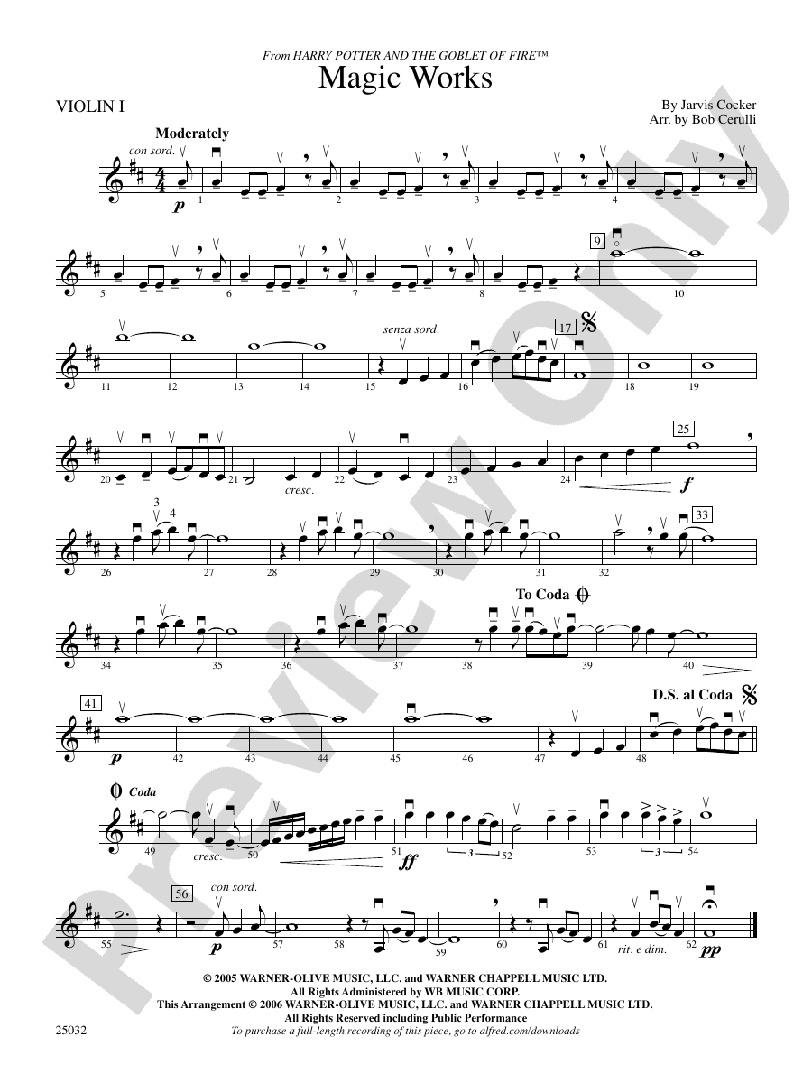 Magic Works (from Harry Potter and the Goblet of Fire™) 1st Violin