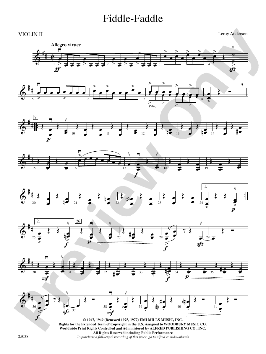 FiddleFaddle 2nd Violin 2nd Violin Part Digital Sheet Music Download