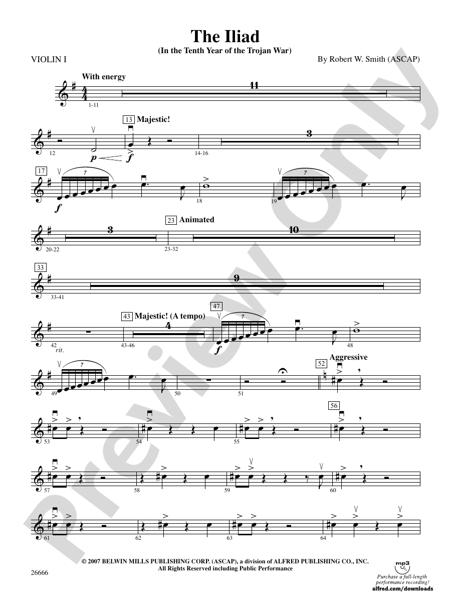 The Iliad 1st Violin 1st Violin Part Digital Sheet Music Download 7492