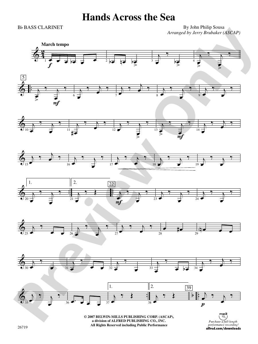 Hands Across the Sea Bflat Bass Bflat Bass Part