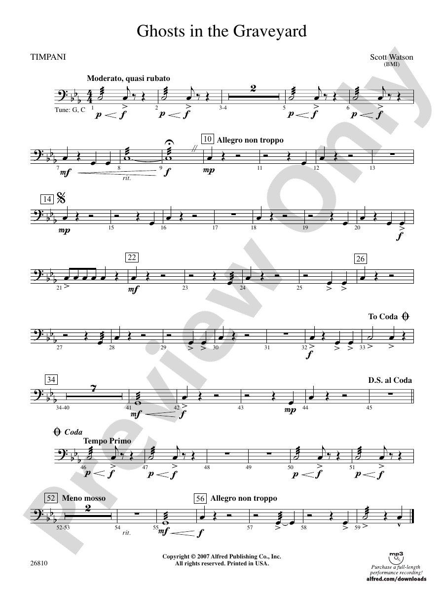 Ghosts in the Graveyard: Timpani: Timpani Part - Digital Sheet Music ...