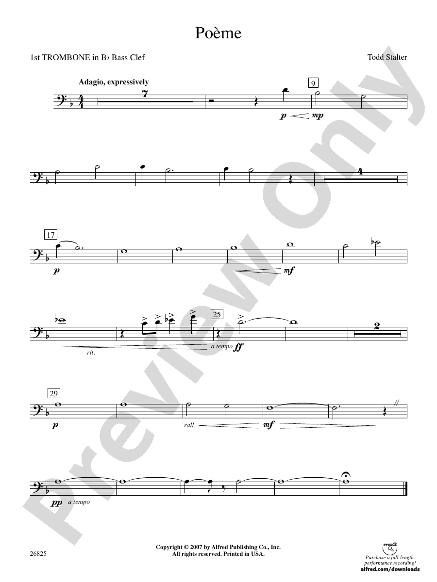 Poeme: (wp) 1st B-flat Trombone B.C.: (wp) 1st B-flat Trombone B.C ...