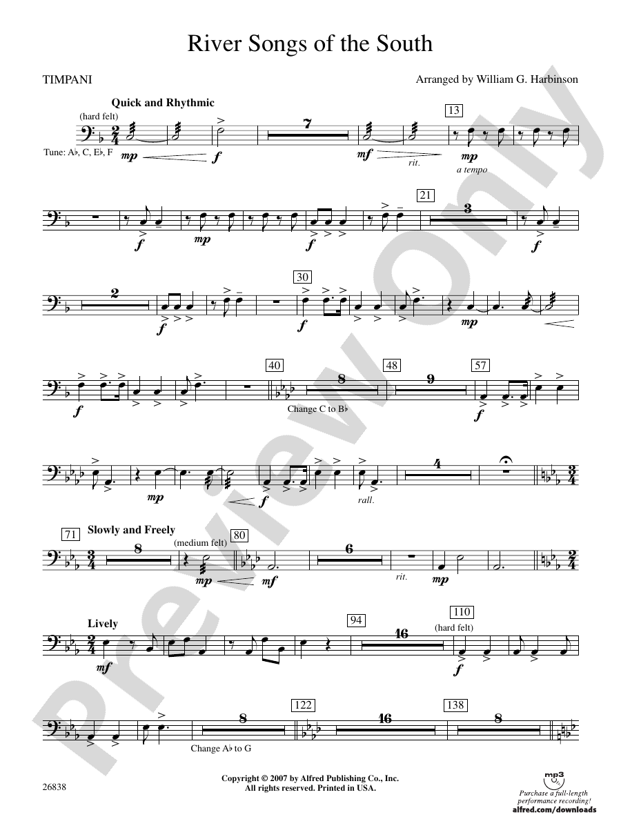 River Songs of the South Timpani Timpani Part Digital Sheet Music