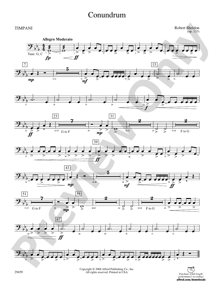 Conundrum Timpani Timpani Part Digital Sheet Music Download