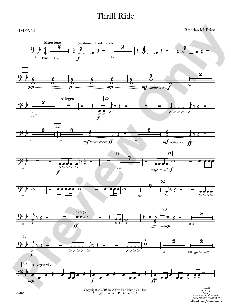 Thrill Ride Timpani Timpani Part Digital Sheet Music Download