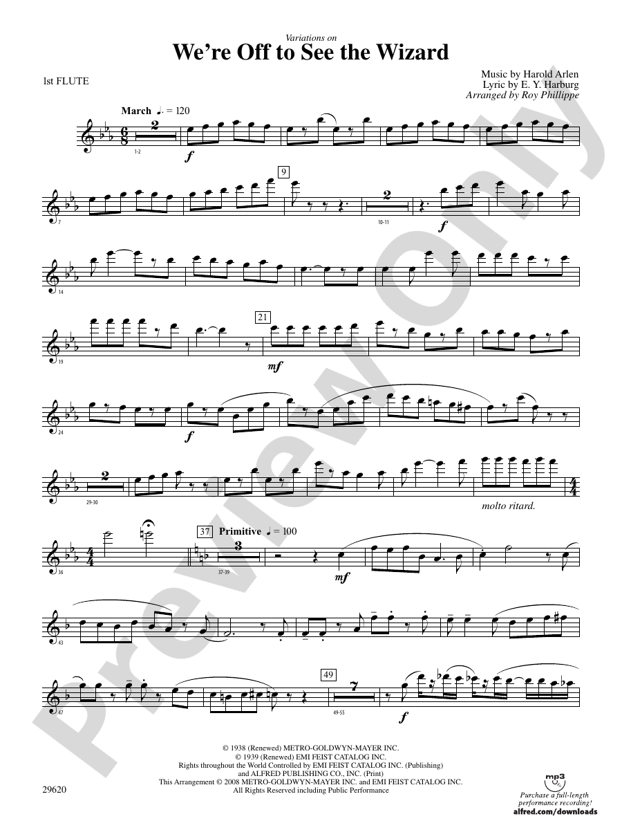We're Off to See the Wizard, Variations on Flute Flute Part Digital