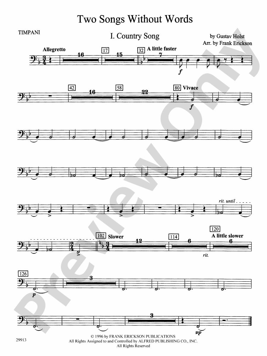 Two Songs Without Words Timpani Timpani Part Digital Sheet Music Download
