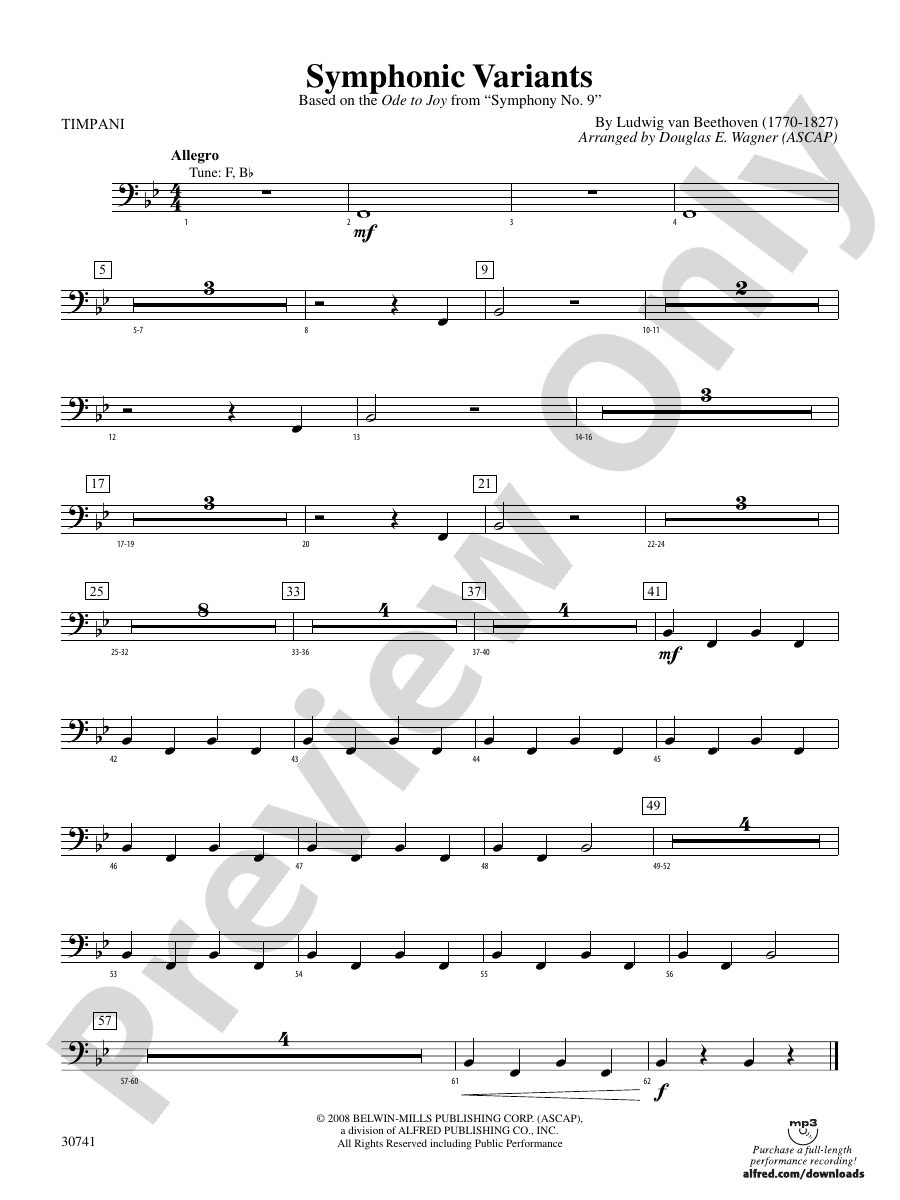 Symphonic Variants (Based on "Ode to Joy" from Symphony No. 9) Timpani