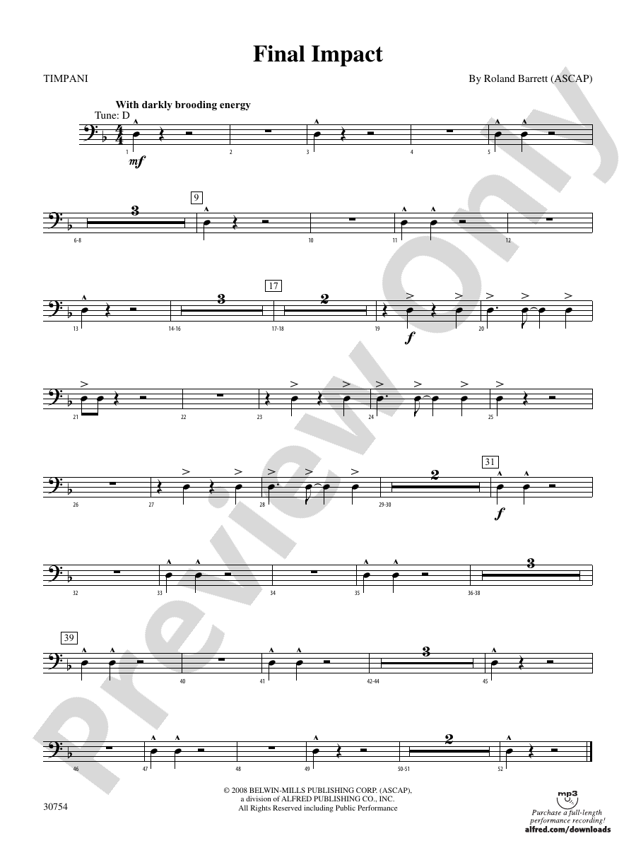 Final Impact Timpani Timpani Part Digital Sheet Music Download